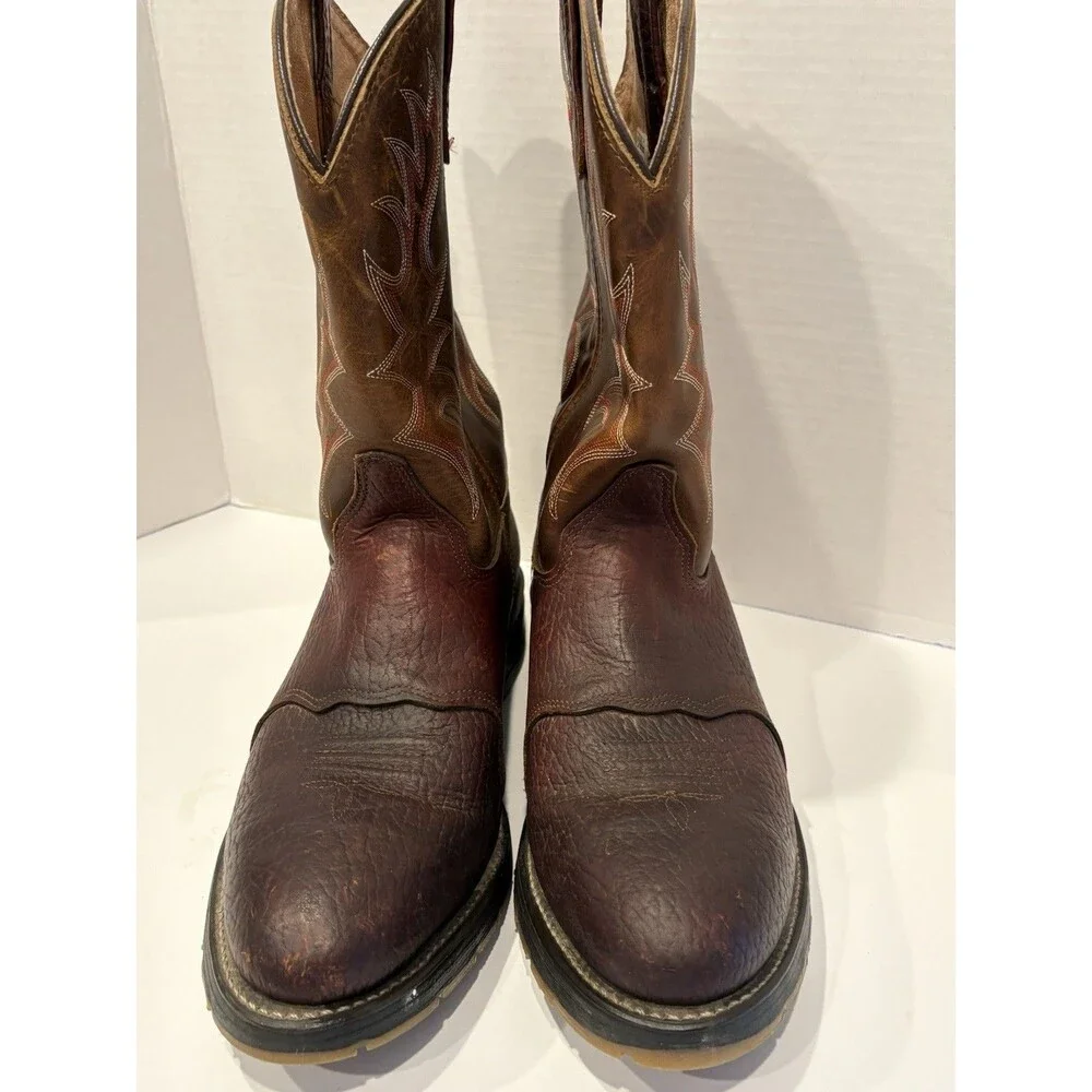 Double H 3690 Roper Work Boots Men’s 9.5D Steel Toe Brown USA Made Oil Resistant